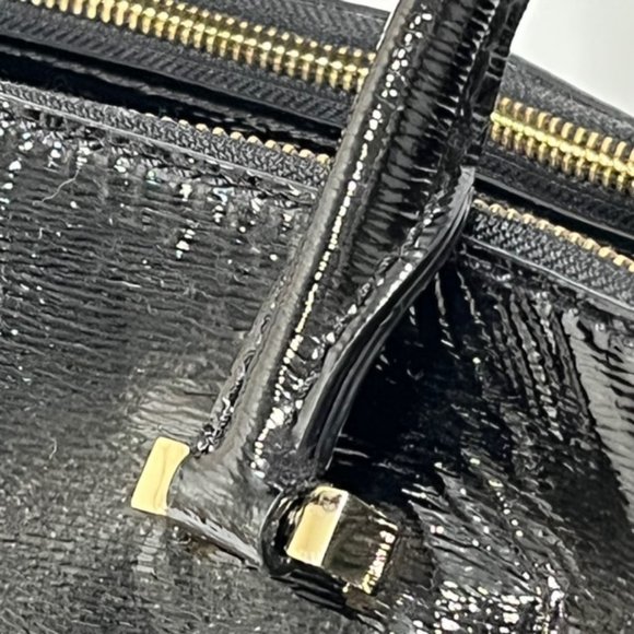 KATE SPADE New York Tri-Compartment Black Textured Patent Leather Tote - Picture 10 of 16